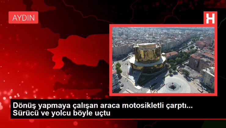 Dönüş yapmaya çalışan araca motosikletli çarptı… Şoför ve yolcu bu türlü uçtu