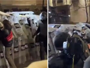 Gürcistan’da protestocunun polise saldırdığı anlar kameralara bu türlü yansıdı