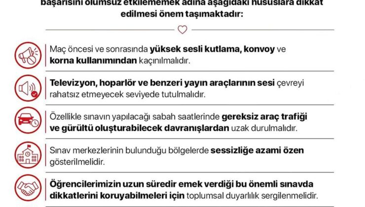 İrtibat Başkanlığı’ndan YKS öncesi ulusal maçı uyarısı