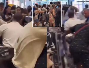 Sıcaktan bunalan halk vantilatör kapmak için mağazada birbirini ezdi