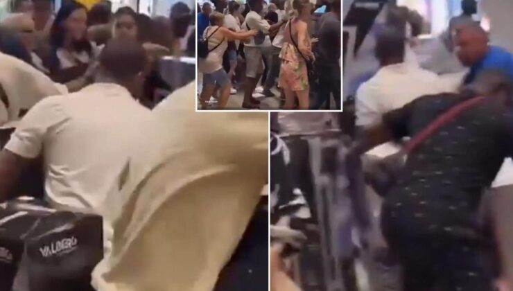 Sıcaktan bunalan halk vantilatör kapmak için mağazada birbirini ezdi